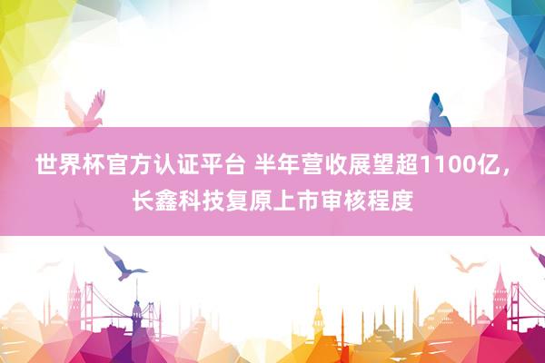 世界杯官方認(rèn)證平臺(tái) 半年?duì)I收展望超1100億，長(zhǎng)鑫科技復(fù)原上市審核程度