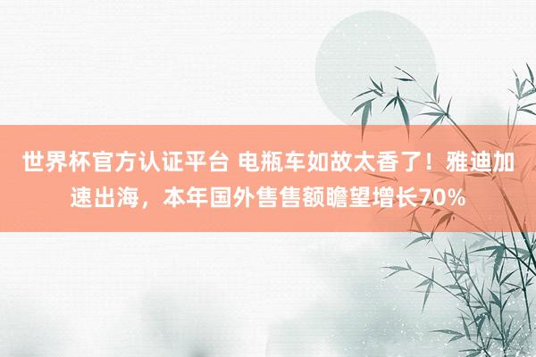 世界杯官方認證平臺 電瓶車如故太香了！雅迪加速出海，本年國外售售額瞻望增長70%