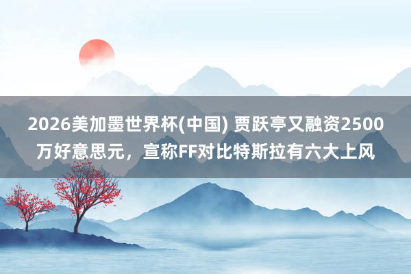 2026美加墨世界杯(中國(guó)) 賈躍亭又融資2500萬好意思元，宣稱FF對(duì)比特斯拉有六大上風(fēng)