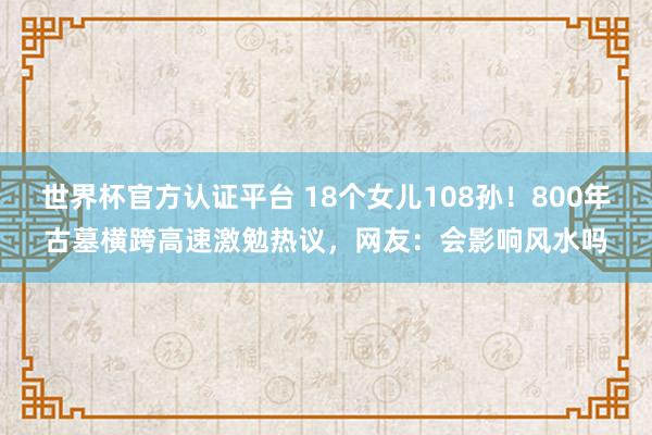世界杯官方認證平臺 18個女兒108孫！800年古墓橫跨高速激勉熱議，網友：會影響風水嗎