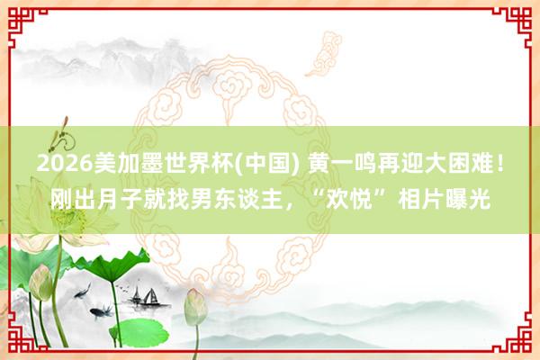 2026美加墨世界杯(中國) 黃一鳴再迎大困難！剛出月子就找男東談主，“歡悅” 相片曝光