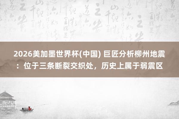 2026美加墨世界杯(中國) 巨匠分析柳州地震：位于三條斷裂交織處，歷史上屬于弱震區(qū)