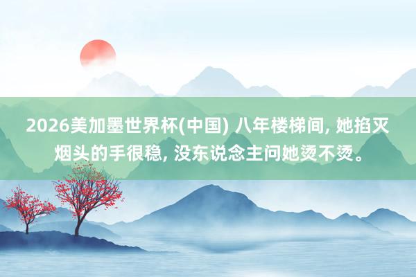 2026美加墨世界杯(中國) 八年樓梯間， 她掐滅煙頭的手很穩， 沒東說念主問她燙不燙。
