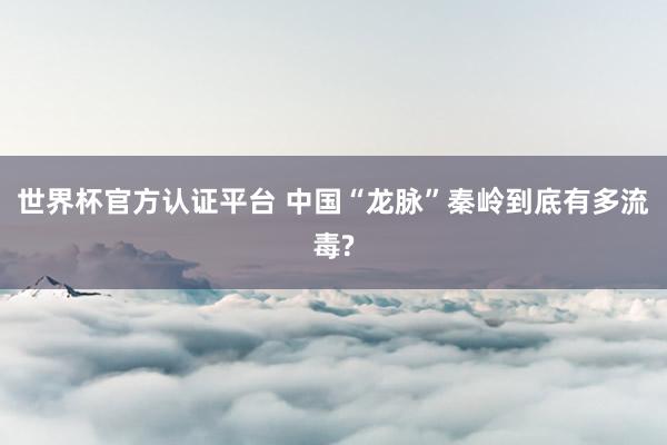 世界杯官方認證平臺 中國“龍脈”秦嶺到底有多流毒?