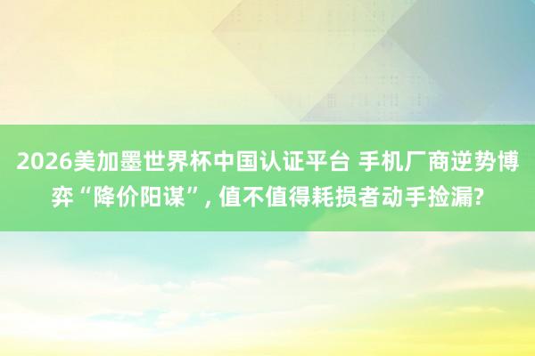 2026美加墨世界杯中國認(rèn)證平臺(tái) 手機(jī)廠商逆勢(shì)博弈“降價(jià)陽謀”， 值不值得耗損者動(dòng)手撿漏?