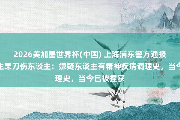 2026美加墨世界杯(中國) 上海浦東警方通報(bào)一須眉持生果刀傷東談主：嫌疑東談主有精神疾病調(diào)理史，當(dāng)今已被捏獲