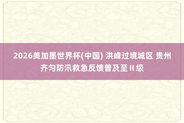 2026美加墨世界杯(中國(guó)) 洪峰過境城區(qū) 貴州齊勻防汛救急反饋普及至Ⅱ級(jí)