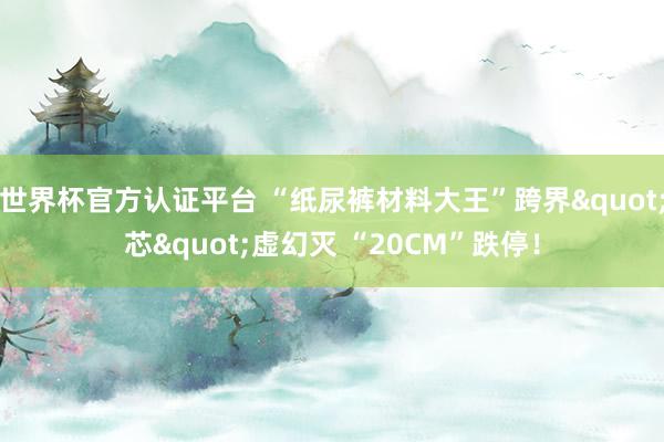 世界杯官方認(rèn)證平臺(tái) “紙尿褲材料大王”跨界"芯"虛幻滅 “20CM”跌停！