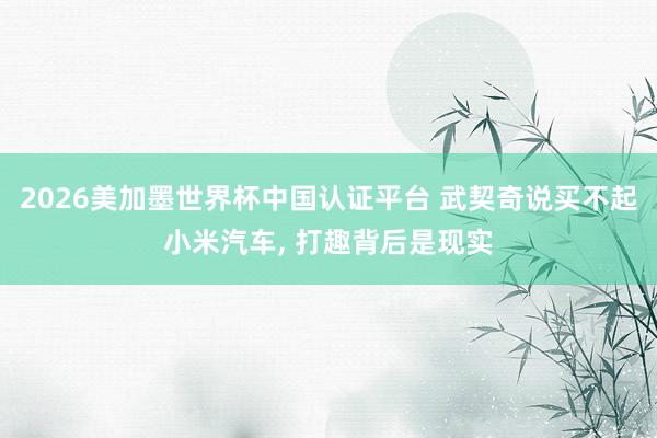 2026美加墨世界杯中國認證平臺 武契奇說買不起小米汽車， 打趣背后是現實
