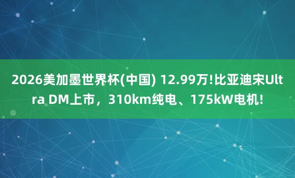2026美加墨世界杯(中國) 12.99萬!比亞迪宋Ultra DM上市，310km純電、175kW電機!
