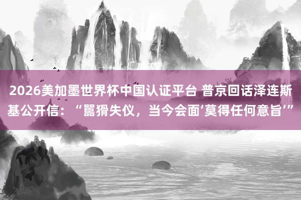 2026美加墨世界杯中國(guó)認(rèn)證平臺(tái) 普京回話澤連斯基公開信：“嚚猾失儀，當(dāng)今會(huì)面‘莫得任何意旨’”